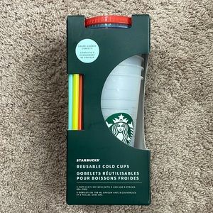 Starbucks 5 Pack Color Changing Confetti Reusable Cold Cups 24 oz